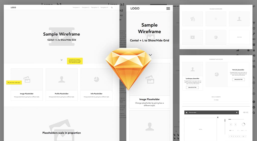 Sketch wireframe templates illustration